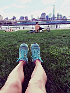 Running along the Hudson River in New York City.