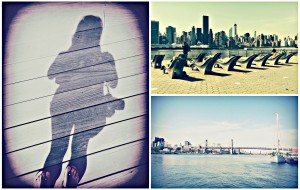 Cruising the beautiful boardwalk at Gantry Plaza in Long Island City.