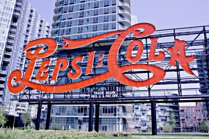 Pepsi sign in Gantry Plaza, Long Island City, New York