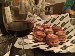 Biscuits and wine on Thanksgiving.