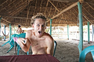 At a restaurant on Playa Pochomil