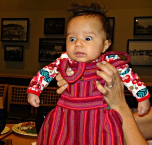 My cousin's baby Alex and her new overalls from Ecuador