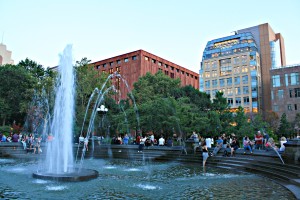 Washington Square Park at dusk, New York City