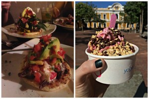 Arepas and frozen yogurt in Santa Marta, Colombia