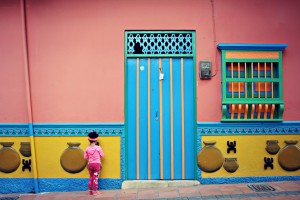 Beautiful building facades in Guatape, Antioquia, Colombia