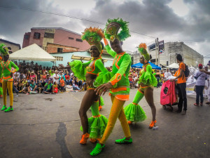 Colorful costumes at Carnival in Barranquilla, Colombia