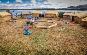 Visiting the floating islands of the Uros people, Lake Titicaca, Peru