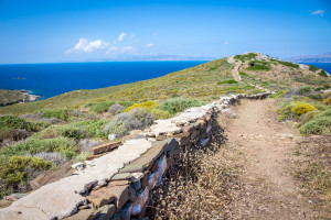 The path leading to Homer's Tomb on the northern shore of Ios, Greece