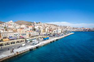 The port of Ermoupoli on the island of Syros, a stop on the way to Mykonos