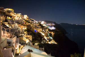 The village of Oia, Santorini, at sunset