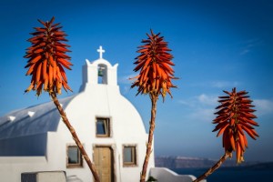 The village of Oia, Santorini, at sunset