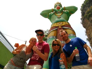 Getting ready to hike to the Batu Caves in Kuala Lumpur