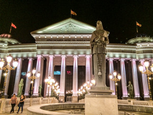 Maria Teresa monument in front of the National Museum, Skopje, Macedonia