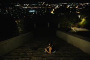 Sipping wine over Vršac, Serbia