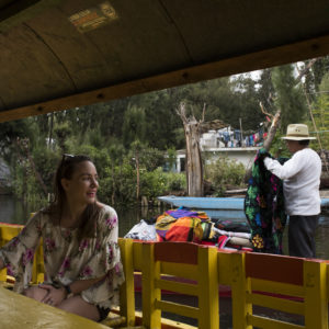 Riding a trajinera in Xochimilco, Mexico City