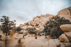 Waking early for morning yoga in Joshua Tree National Park